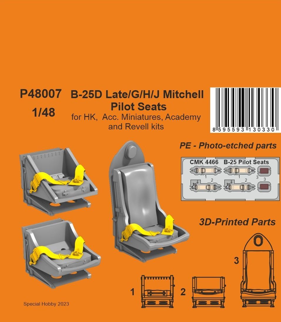 CMK 1/48 B-25D Late/G/H/J Mitchell Pilot Seats  / for HK  Acc. Miniatures Academy and Revell kits