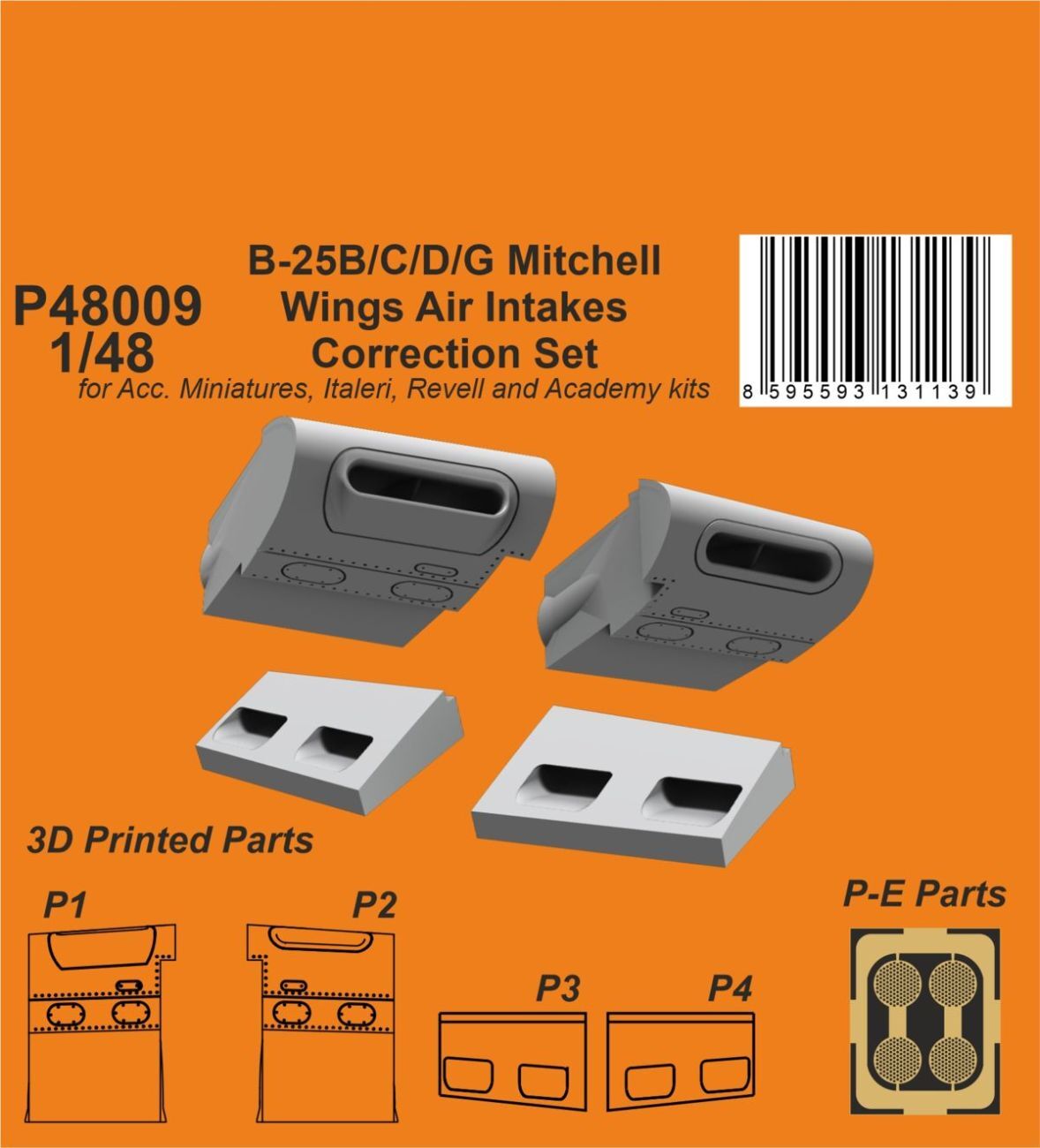 CMK 1/48 B-25 Mitchell Wings Air Intakes Correction Set