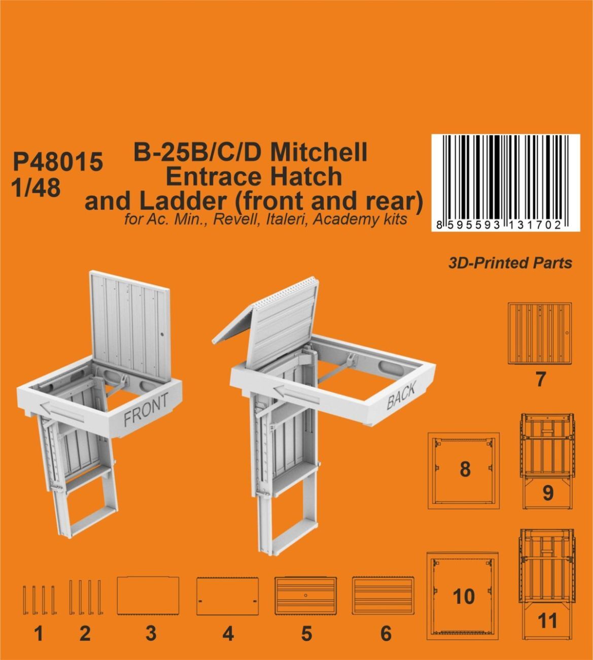 CMK 1/48 B-25B/C/D Mitchell Entrace Hatch and Ladder (front and rear) / for Ac. Min. Revell Italeri Academy"