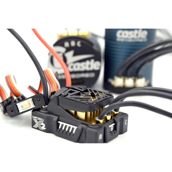 CSE010017101 Castle Creations Mamba Micro X2 2-4S Waterproof Sensored 4.0mm ESC with 1406-1900kv motor, 010-0171-01