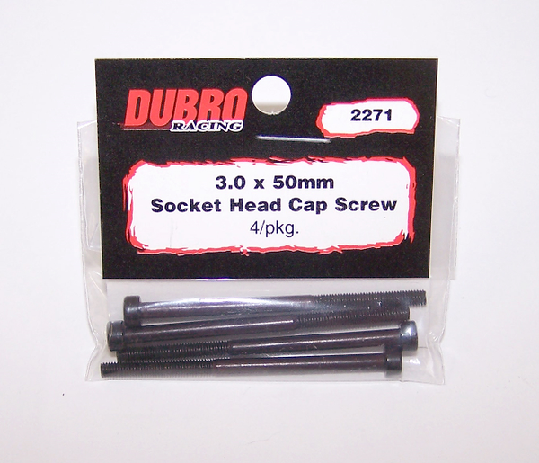 DUBRO 2271 3.0MM X 50 SOCKET-HEAD CAP SCREWS (4 PCS/PACK)