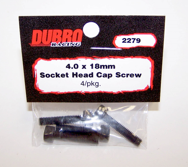 DUBRO 2279 4.0MM X 18 SOCKET-HEAD CAP SCREWS (4 PCS/PACK)