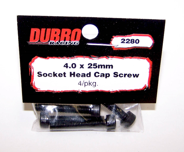 DUBRO 2280 4.0MM X 25 SOCKET-HEAD CAP SCREWS (4 PCS/PACK)