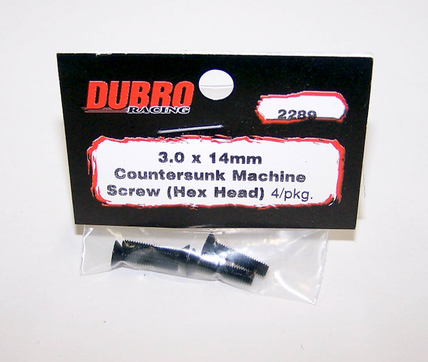 DUBRO 2289 3.0MM X 14 FLAT-HEAD SOCKET SCREWS (4 PCS/PACK)