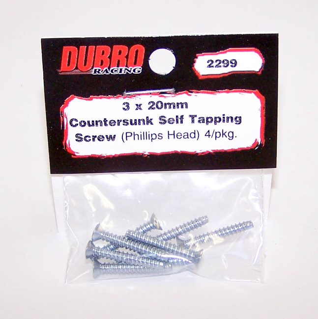 DUBRO 2299 3.0MM X 20 PHILLIPS-HEAD COUNTERSUNK SELF-TAPPING SCREWS (8/PACK Dubro