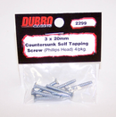 DUBRO 2299 3.0MM X 20 PHILLIPS-HEAD COUNTERSUNK SELF-TAPPING SCREWS (8/PACK Dubro