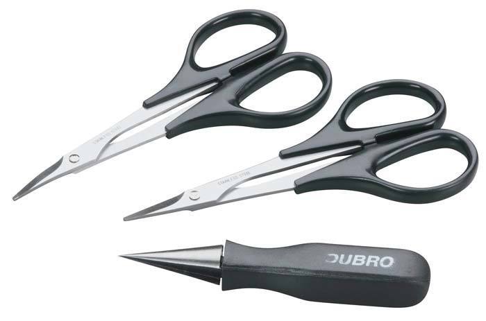 DUBRO 2331 BODY REAMER, SCISSORS (STRAIGHT) & SCISSORS (CURVED) (1 Ea /PKG)