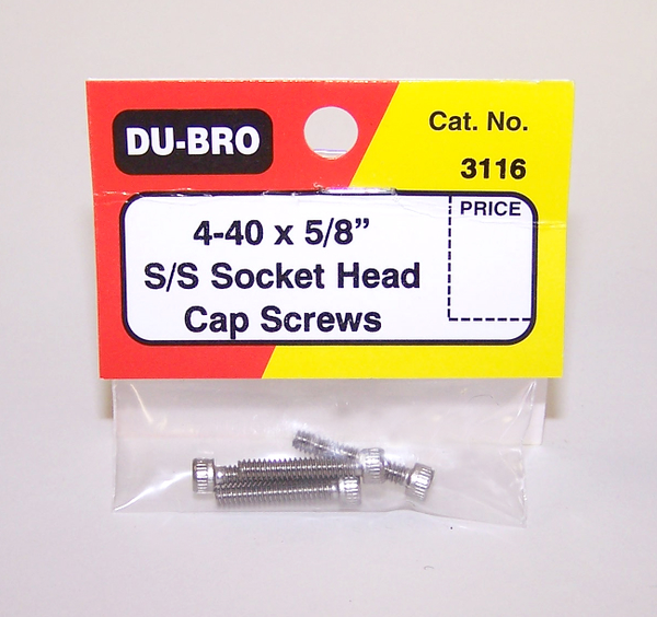 DUBRO 3116 SS 4-40 X 5/8in SCKT HD CAP SCWS (4 PCS PER PACK)