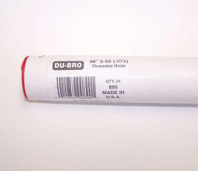 DUBRO 890 48in (1220MM) .072 ROD 2-56 THREAD (24 PC PER TUBE) Dubro