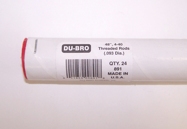 DUBRO 891 48in (1220MM) .093 ROD 4-40 THREAD (24 PC PER TUBE)