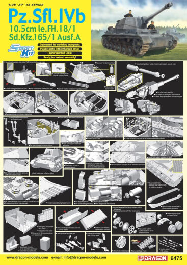 Dragon 1/35 PZ.SFL.IVB 10.5CM LE.FH18/1, SD.KFZ.165/1 AUSF.A [6475]