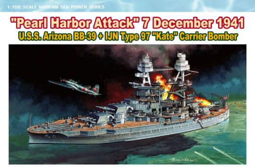 Dragon 1/700 U.S.S. Arizona BB-39 + IJN Type 97 "Kate" Carrier Bomber "Pearl Harbour Attack) Plastic Model Kit