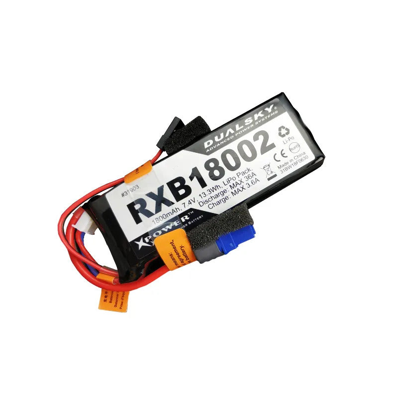 DSB31903 Dualsky 1800mah 2S 7.4v 20C LiPo Receiver Battery with JR and XT60 Connector DUALSKY