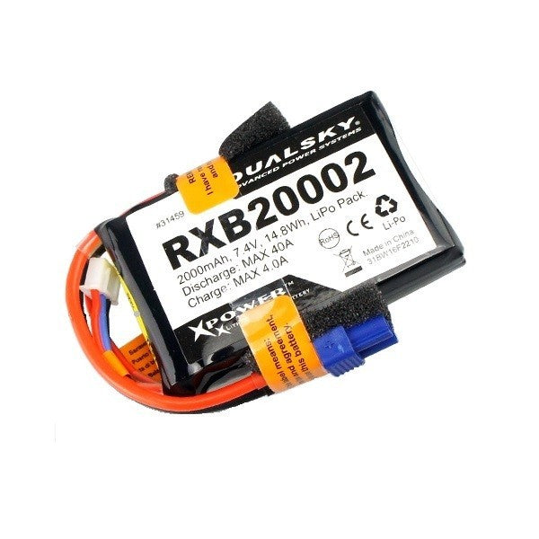 DSRXB20002 Dualsky 2000mah 2S 7.4v 25C LiPo Receiver Battery with Servo and XT60 Connector DUALSKY