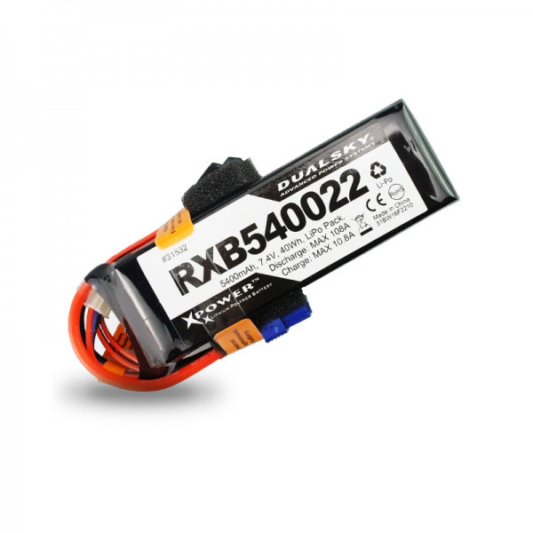 DSRXB54002 Dualsky 5400mah 2S 7.4v 25C LiPo Receiver Battery with Servo and XT60 Connector