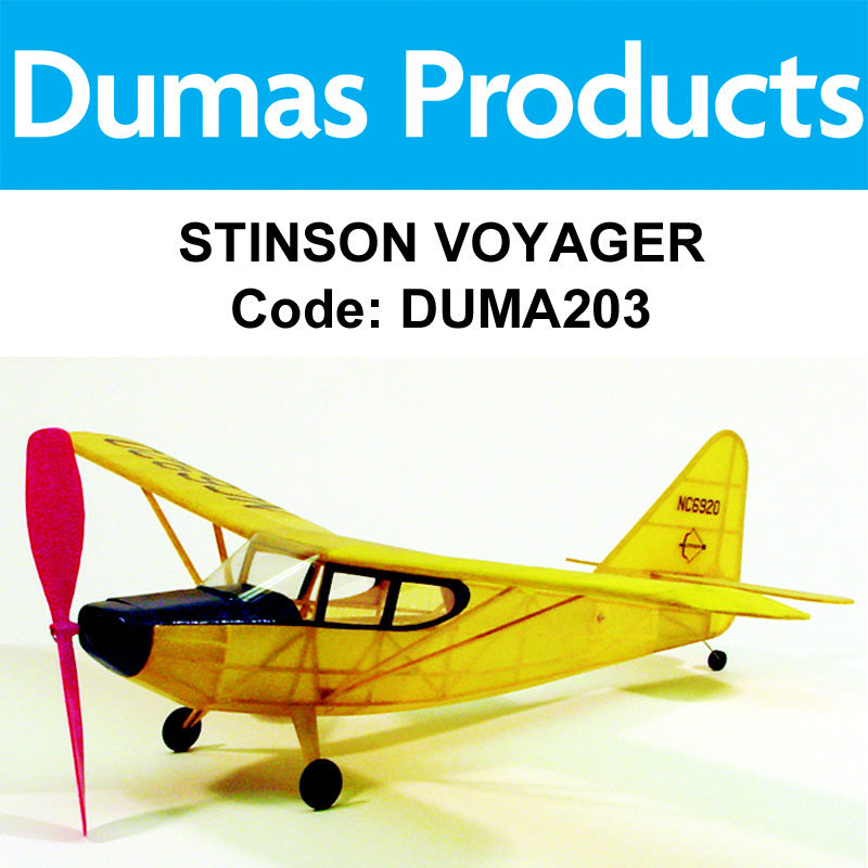 DUMAS 203 STINSON VOYAGER WALNUT SCALE 17.5 INCH WINGSPAN RUBBER POWERED DUMAS