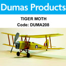 DUMAS 208 TIGER MOTH WALNUT SCALE 17.5 INCH WINGSPAN RUBBER POWERED DUMAS
