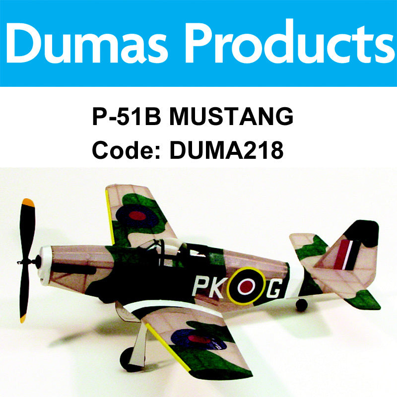 DUMAS 218 P-51B MUSTANG WALNUT SCALE 17.5 INCH WINGSPAN RUBBER POWERED DUMAS