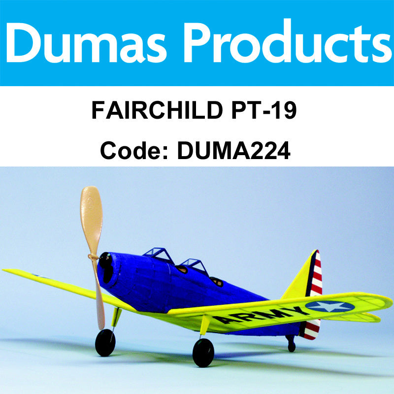 DUMAS 224 FAIRCHILD PT-19 WALNUT SCALE 17.5 INCH WINGSPAN RUBBER POWERED