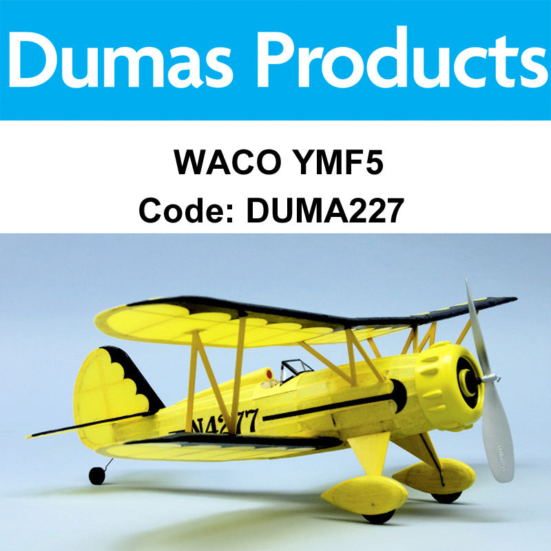 DUMAS 227 WACO YMF5 WALNUT SCALE 18 INCH WINGSPAN RUBBER POWERED DUMAS