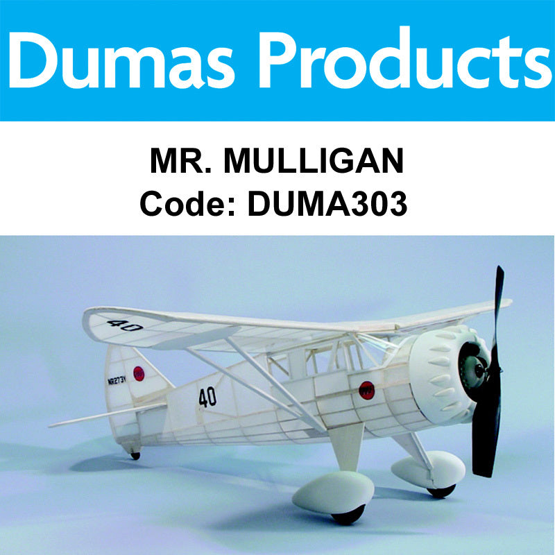 DUMAS 303 MR. MULLIGAN 30 INCH WINGSPAN RUBBER POWERED DUMAS