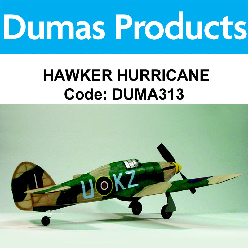 DUMAS 313 HAWKER HURRICANE 30 INCH WINGSPAN RUBBER POWERED DUMAS