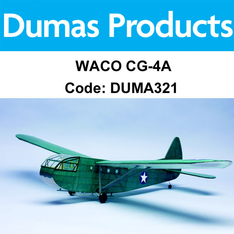 DUMAS 321 WACO CG-4A 30 INCH WINGSPAN RUBBER POWERED DUMAS
