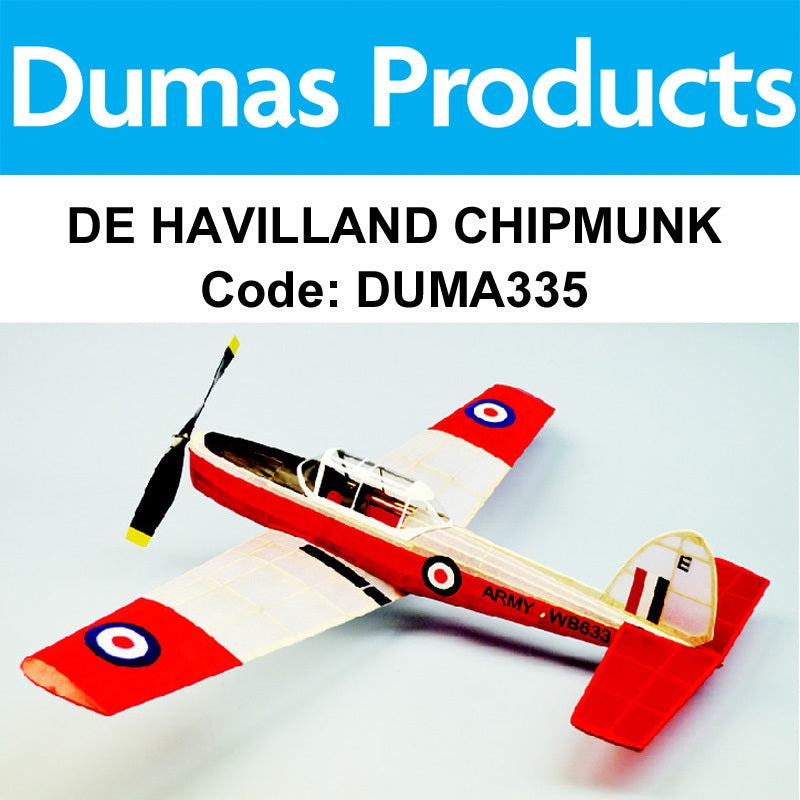 DUMAS 335 DE HAVILLAND CHIPMUNK 30 INCH WINGSPAN RUBBER POWERED DUMAS