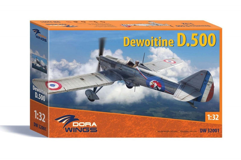 DWG32001 Dora Wings 1/32 Dewoitine D.500 (Cartograf decal) Plastic Model Kit [32001]