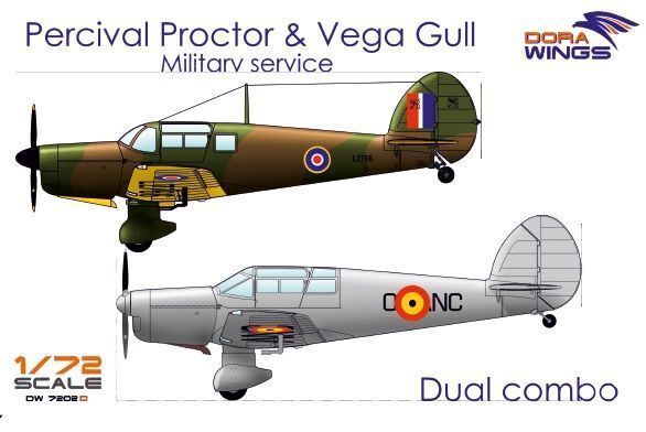 DWG7202D Dora Wings 1/72 Percival Proctor& Vega Gull (2 in 1) Plastic Model Kit [7202D] Dora Wings