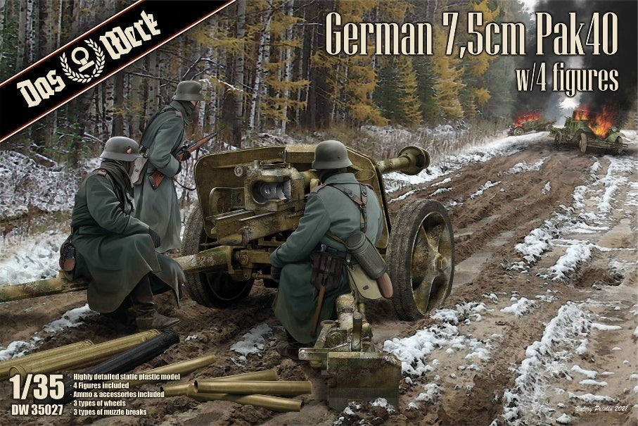 Das Werk 1/35 German 7.5cm Pak40 Plastic Model Kit [DW35027] [DW35027]