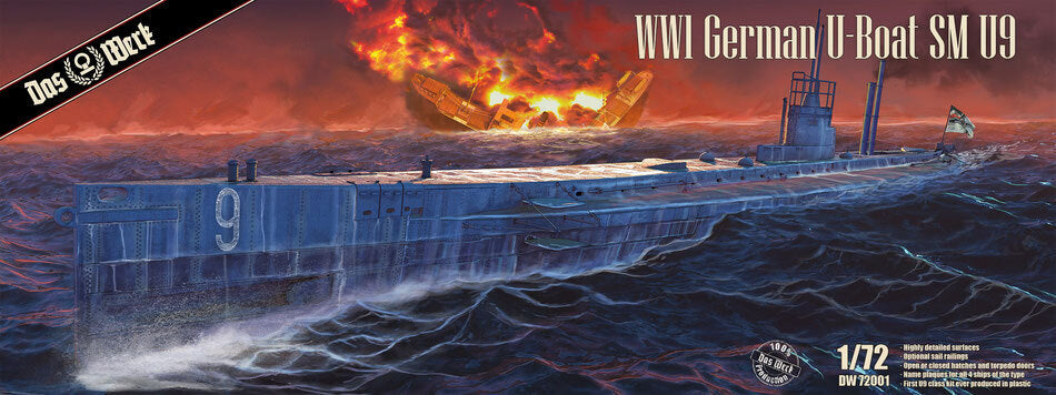 Das Werk 1/72 German U-Boat SM U-9 Plastic Model Kit [DW72001]
