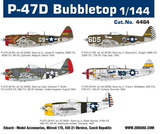 ED04464 Eduard 1/144 P-47D Bubbletop Plastic Model Kit