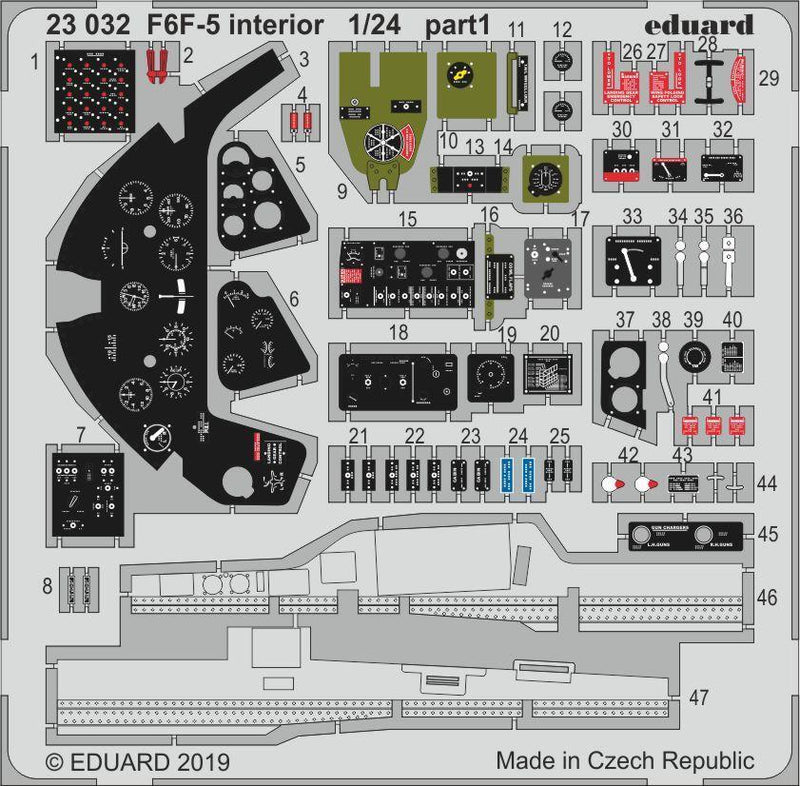 ED23032 Eduard 1/24 F6F-5 interior Photo-etch set (Airfix) Eduard