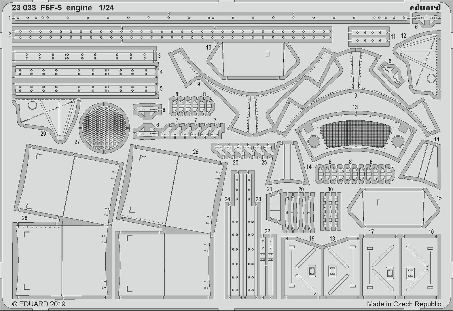 *DISC* Eduard 1/24 F6F-5 engine Photo-etch set (Airfix) [23033]