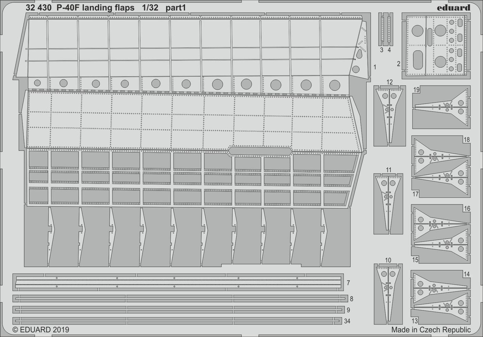 ED32430 Eduard 1/32 P-40F landing flaps Photo-etch set (Trumpeter) Eduard