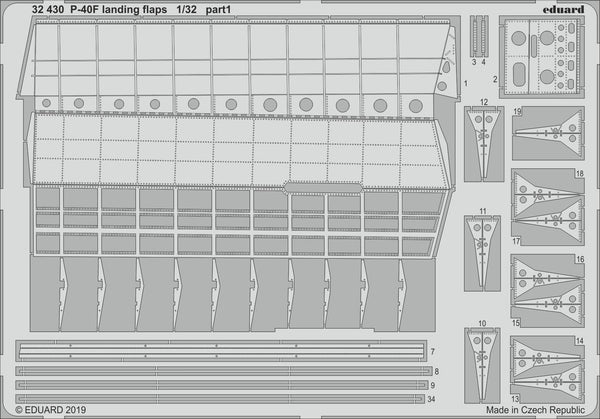 ED32430 Eduard 1/32 P-40F landing flaps Photo-etch set (Trumpeter) Eduard