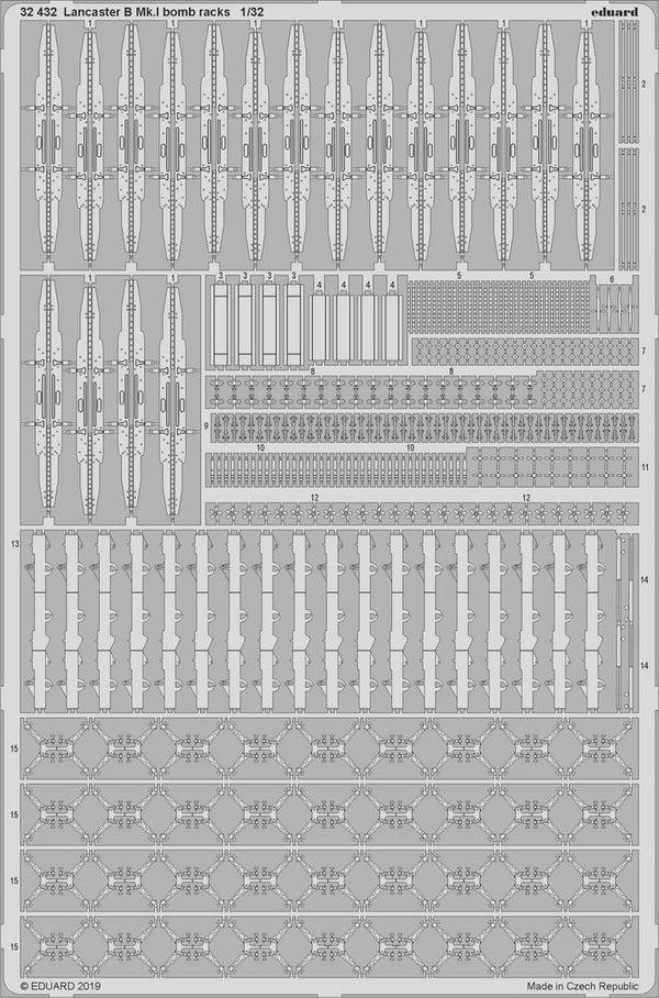 ED32432 Eduard 1/32 Lancaster B Mk.I bomb racks Photo Etched Set (Hong Kong Models) Eduard