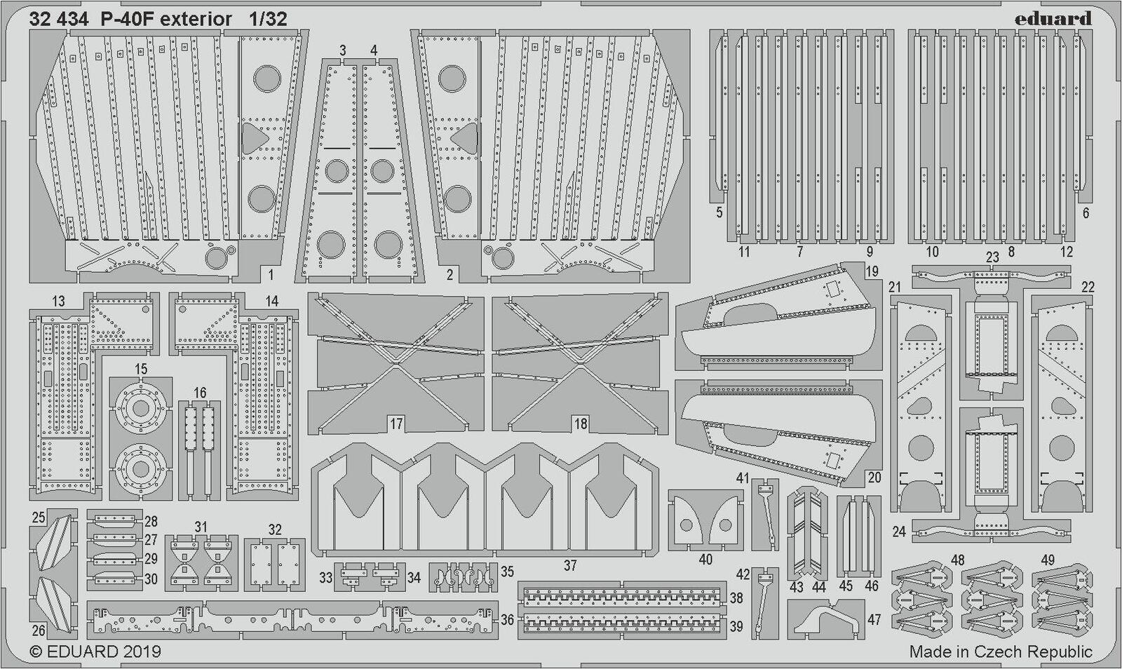 ED32434 Eduard 1/32 P-40F exterior Photo Etched Set (Trumpeter) Eduard
