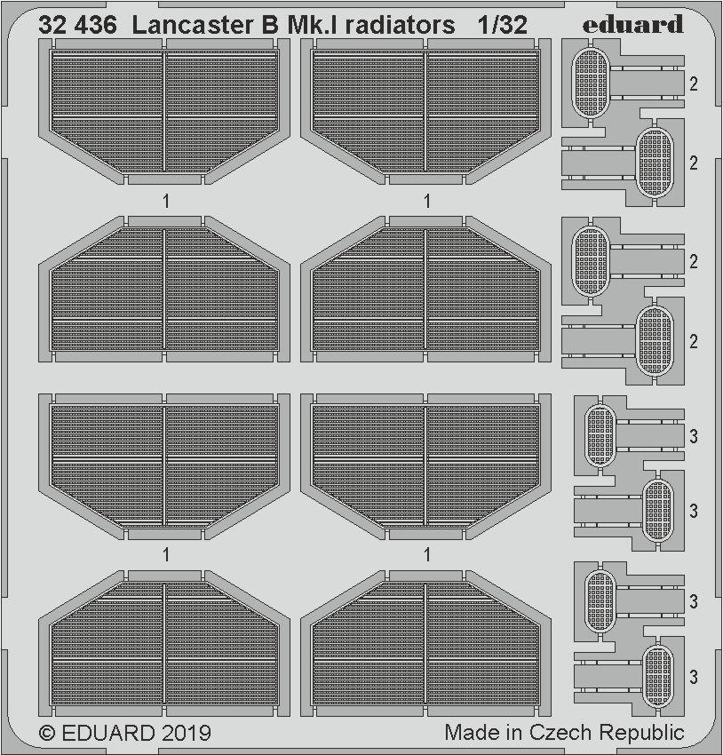 ED32436 Eduard 1/32 Lancaster B Mk.I radiators Photo Etched Set (Hong Kong Models) Eduard