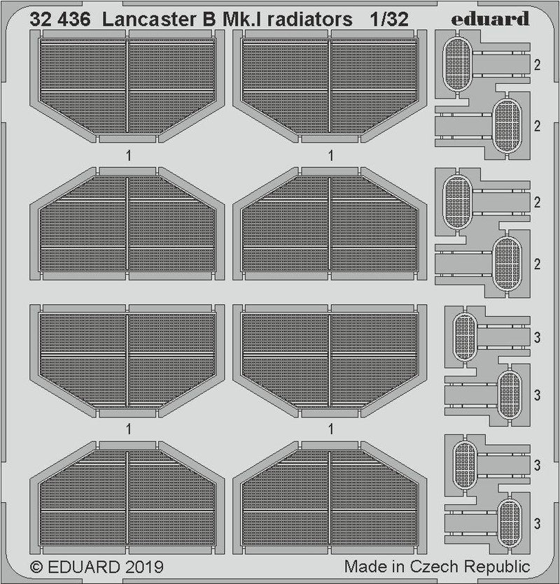 ED32436 Eduard 1/32 Lancaster B Mk.I radiators Photo Etched Set (Hong Kong Models) Eduard