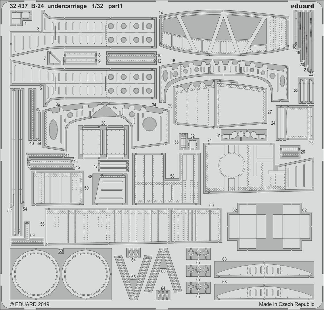 ED32437 Eduard 1/32 B-24 undercarriage Photo Etched Set (Hobby Boss) Eduard