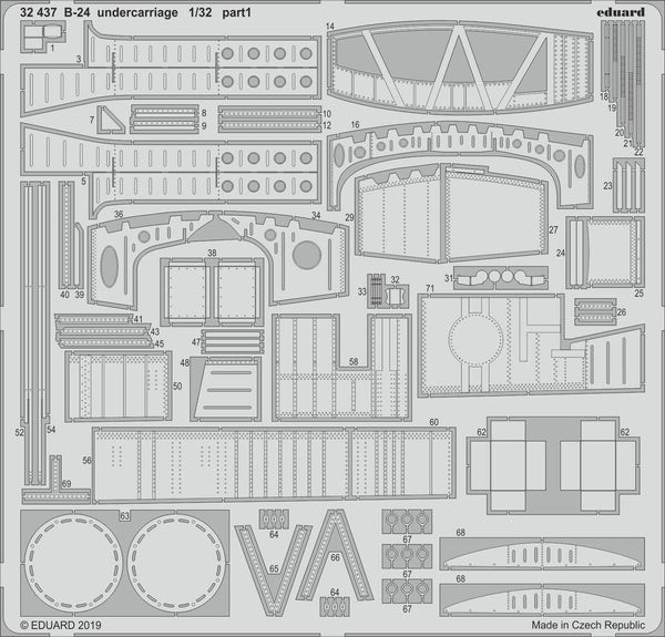 ED32437 Eduard 1/32 B-24 undercarriage Photo Etched Set (Hobby Boss) Eduard