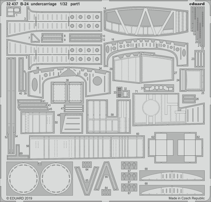 ED32437 Eduard 1/32 B-24 undercarriage Photo Etched Set (Hobby Boss) Eduard