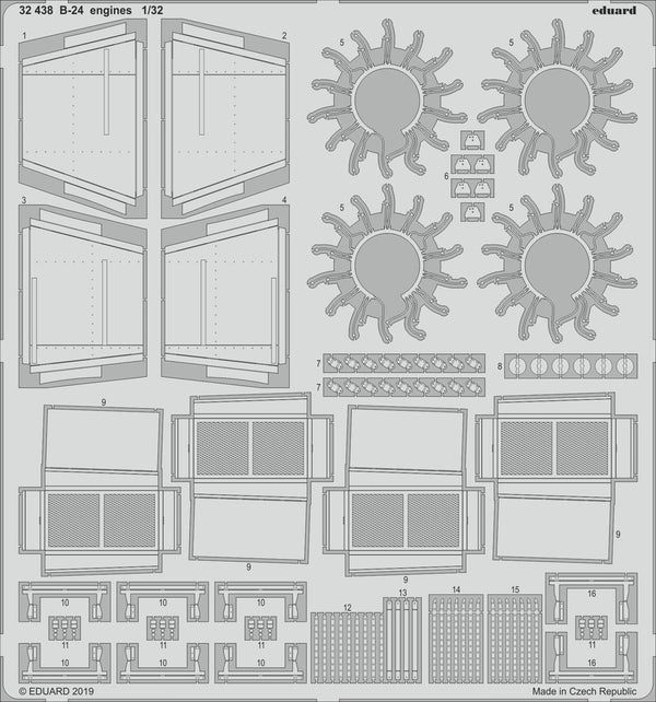 ED32438 Eduard 1/32 B-24 engines Photo Etched Set (Hobby Boss) Eduard