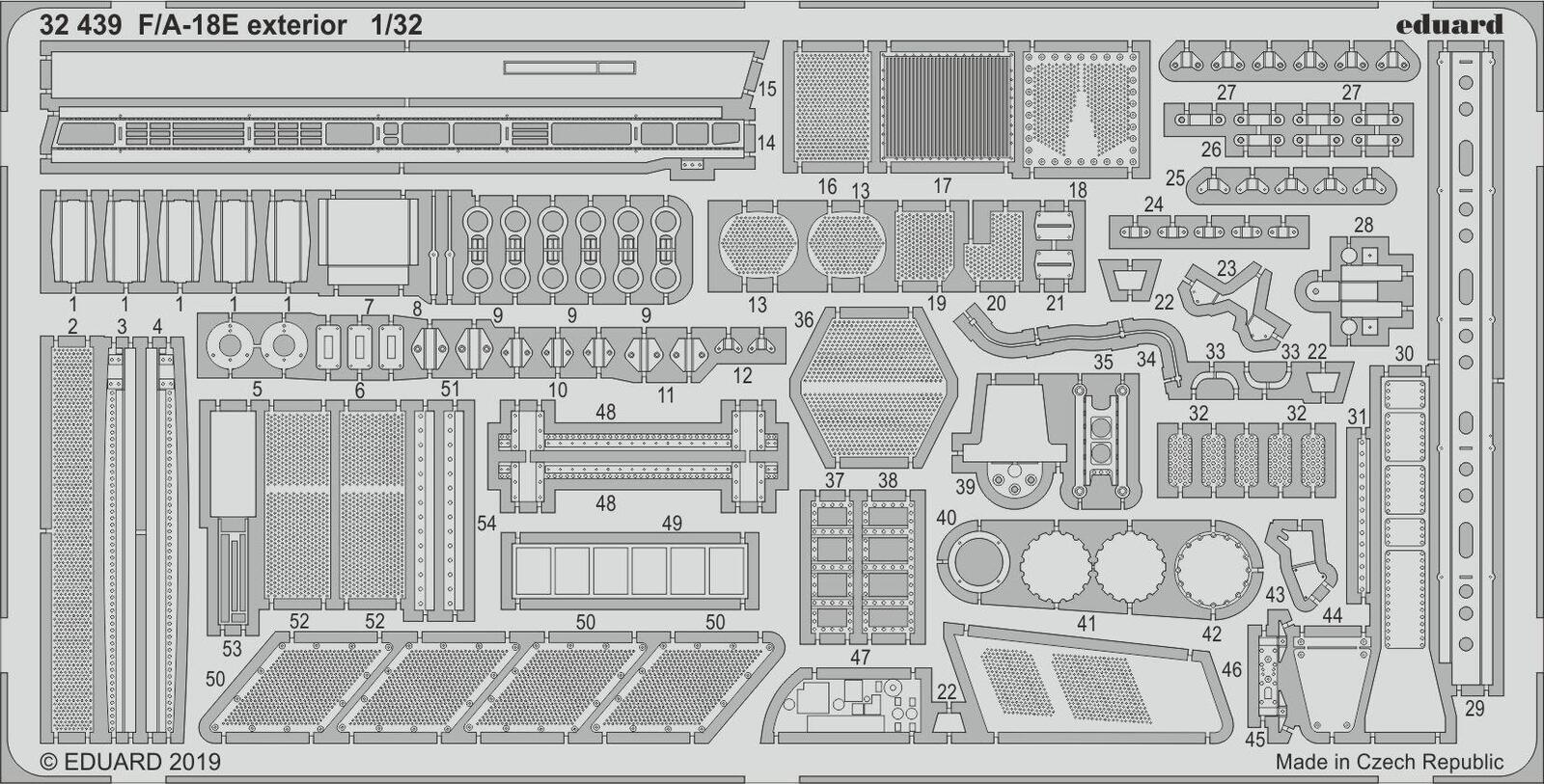ED32439 Eduard 1/32 F/A-18E exterior Photo-etch set (Revell) Eduard
