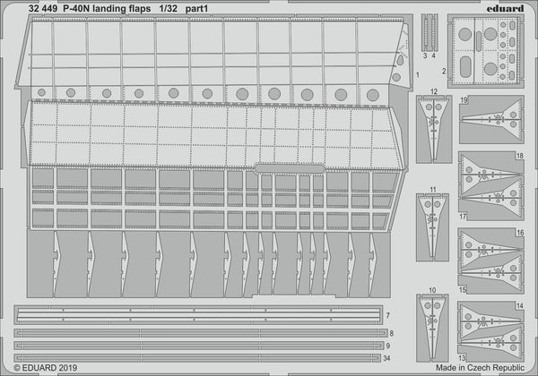 ED32449 Eduard 1/32 P-40N landing flaps Photo etched parts Eduard