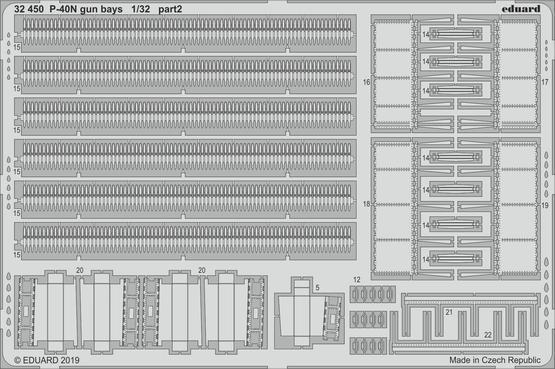 ED32450 Eduard 1/32 P-40N gun bays Photo etched parts Eduard