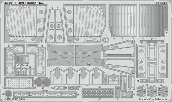 ED32451 Eduard 1/32 P-40N exterior Photo etched parts Eduard