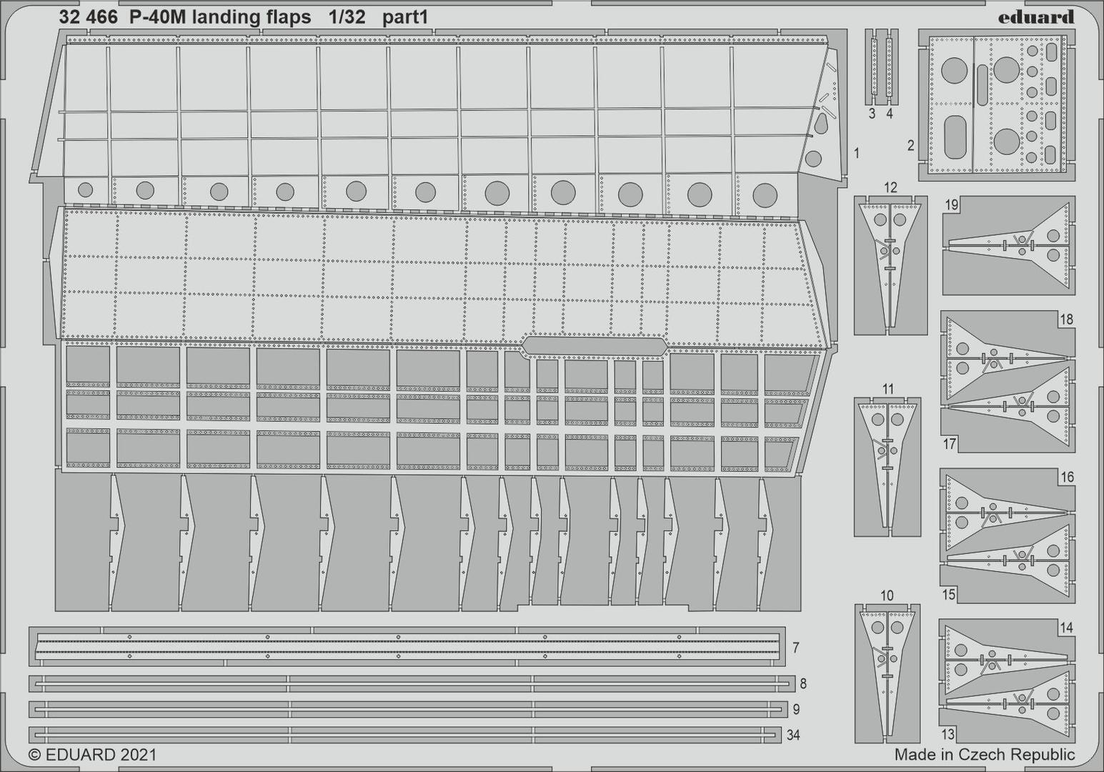 ED32466 Eduard 1/32 P-40M landing flaps Photo etched parts Eduard